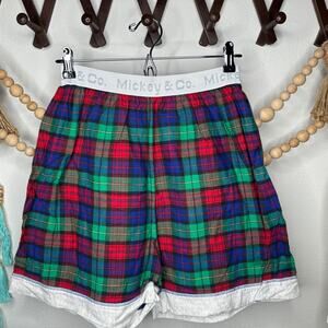 Vintage Mickey & Co Hi Waisted Plaid Pull On Shorts